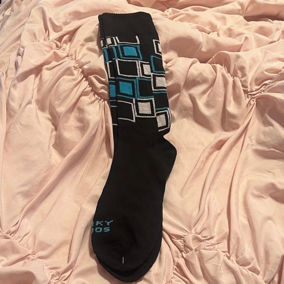 (NWT) Trendy Black and Blue Geometric Women's Sock - Picture 1 of 1